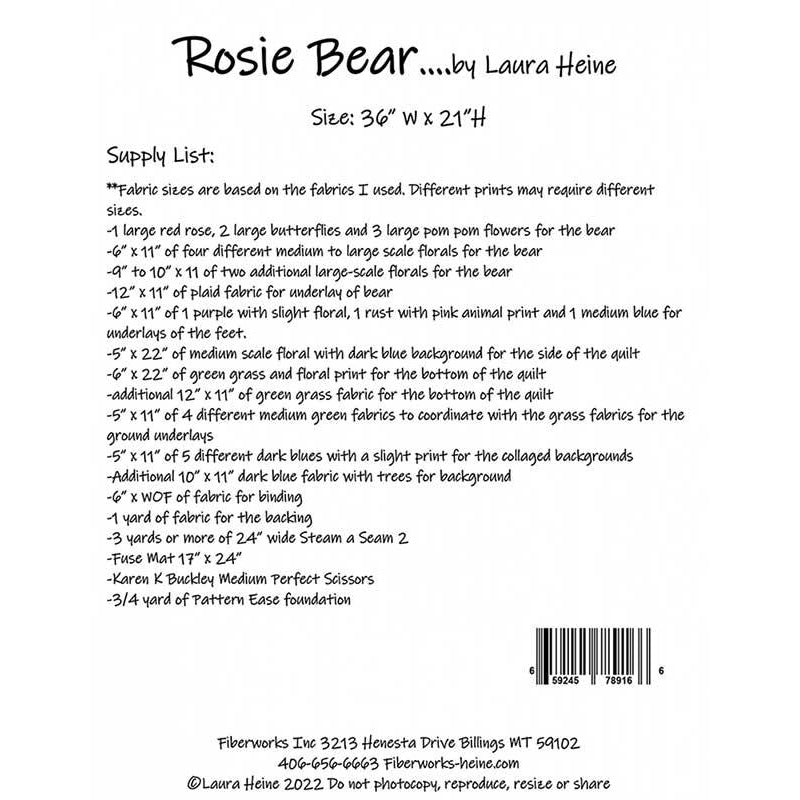 Rosie Bear Collage Pattern from Fiberworks Inc