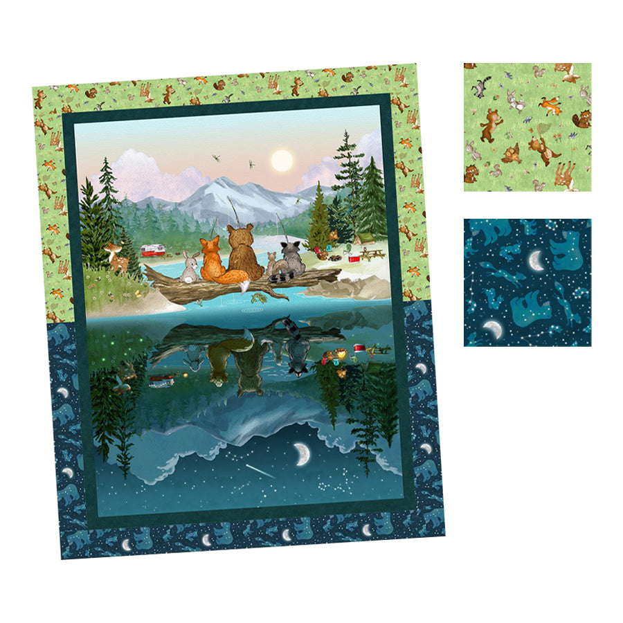 Fun 'Round the Clock Blanket Set Kit with Happy Campers Minky from Henry Glass