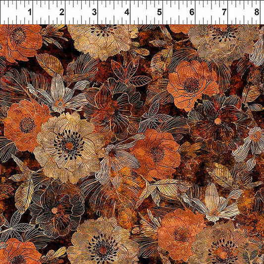 Autumn Elegance Floral Blooms Multi - In the Beginning from Fort Worth Fabric Studio