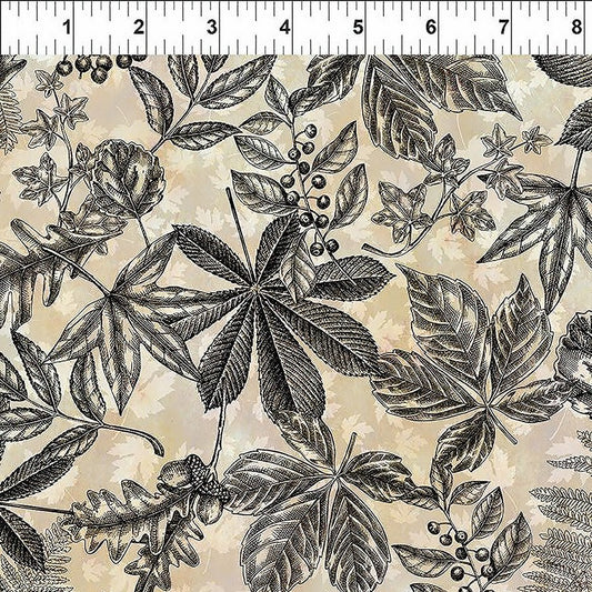 Autumn Elegance Leaf & Fern Toile Cream - In the Beginning from Fort Worth Fabric Studio