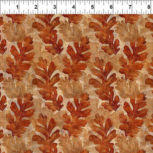 Autumn Elegance Oak Leaves Rust - In the Beginning from Fort Worth Fabric Studio