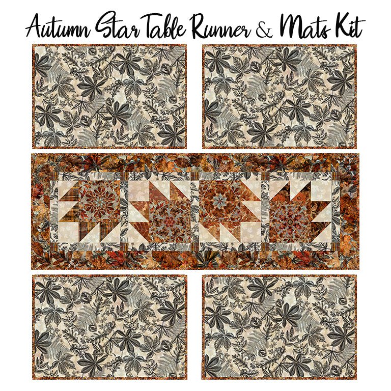 Autumn Star Table Runner & Mats Kit with Autumn Elegance from In The Beginning - In the Beginning from Fort Worth Fabric Studio
