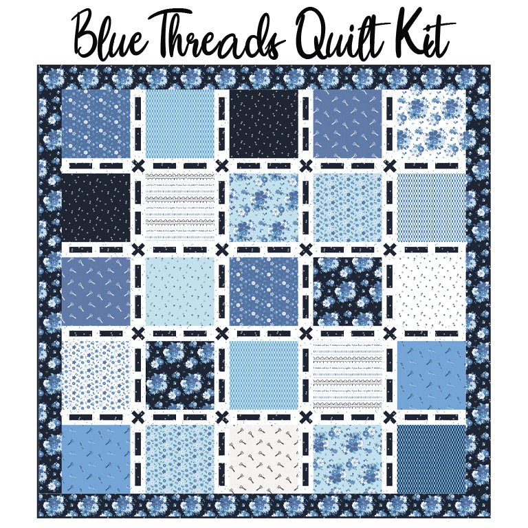 Blue Threads Quilt Kit with Blue Blooms & Threads from Riley Blake - Riley Blake from Fort Worth Fabric Studio