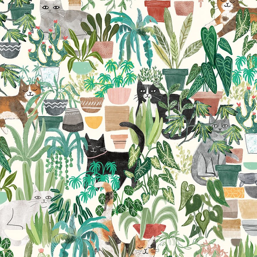 Homebodies Hidden Cats Light Cream Yardage by Clothworks