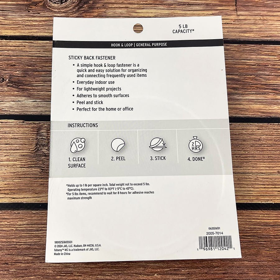 Hook & Loop Sticky Back Fastener White ¾" x 5' by Fabany Fasteners by Fabany