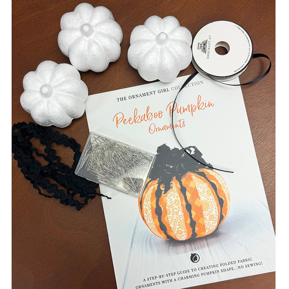No Sew Folded Fabric Peekaboo Pumpkin Ornaments Kit - Fort Worth Fabric Studio from Fort Worth Fabric Studio