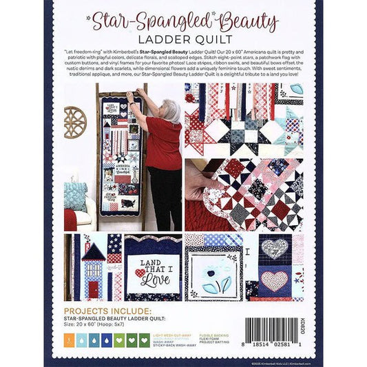 Star - Spangled Beauty Ladder Quilt Pattern & Embroidery Book w/ Download - Kimberbell from Fort Worth Fabric Studio