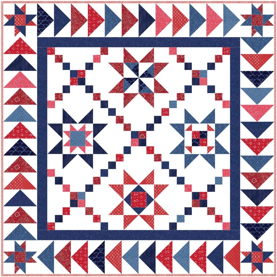 Star Spangled BOM Quilt Pattern (PDF Download) – FWFS Exclusive Pattern PDF by Fort Worth Fabric Studio