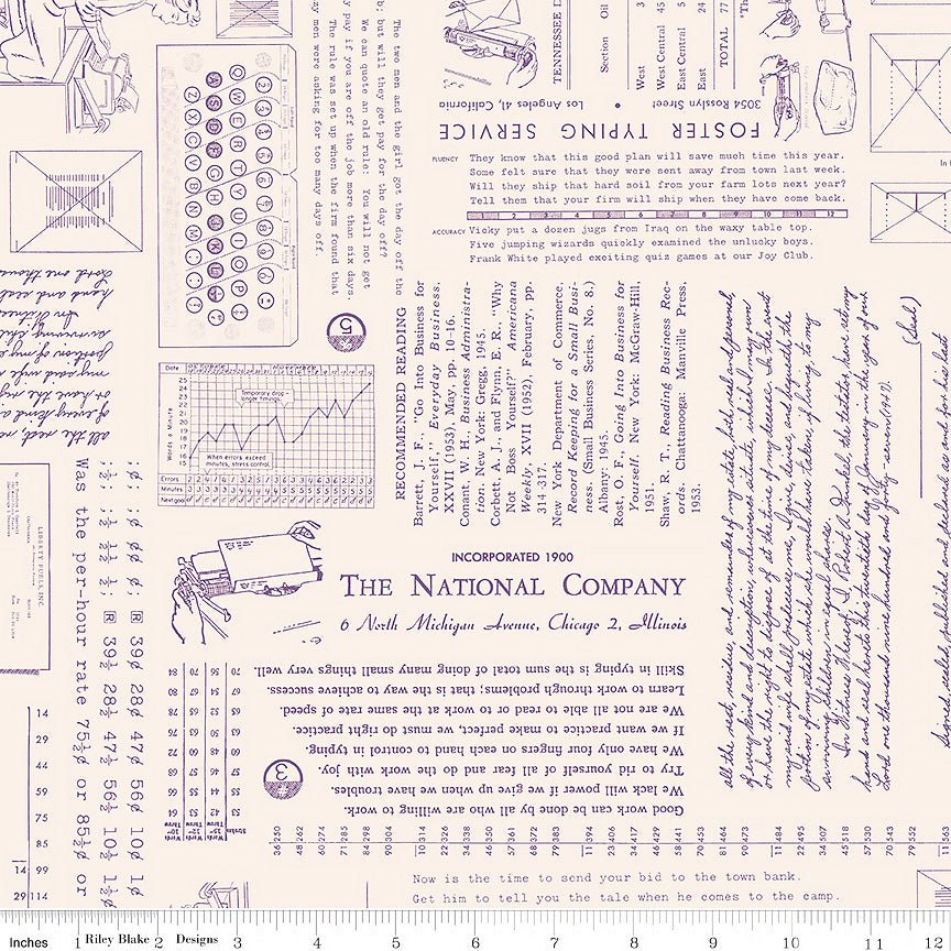 TYPE/ography Background Plum Yardage by Riley Blake