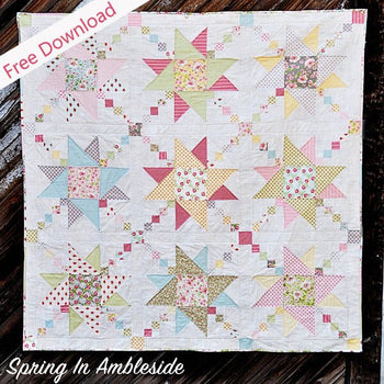 "Spring in Ambleside” is a Free Spring Quilt Pattern designed by Lindsey Weight from Fort Worth Fabric Studio!