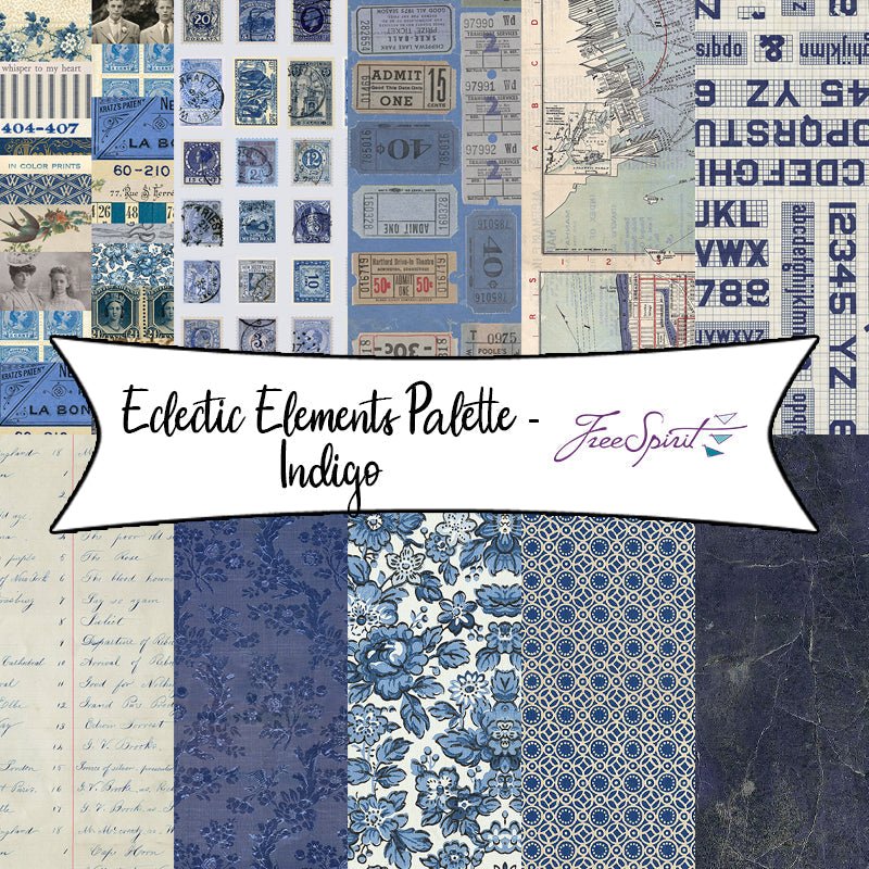 Eclectic Elements Palette - Indigo by Tim Holtz for Free Spirit Fabrics - Fort Worth Fabric Studio