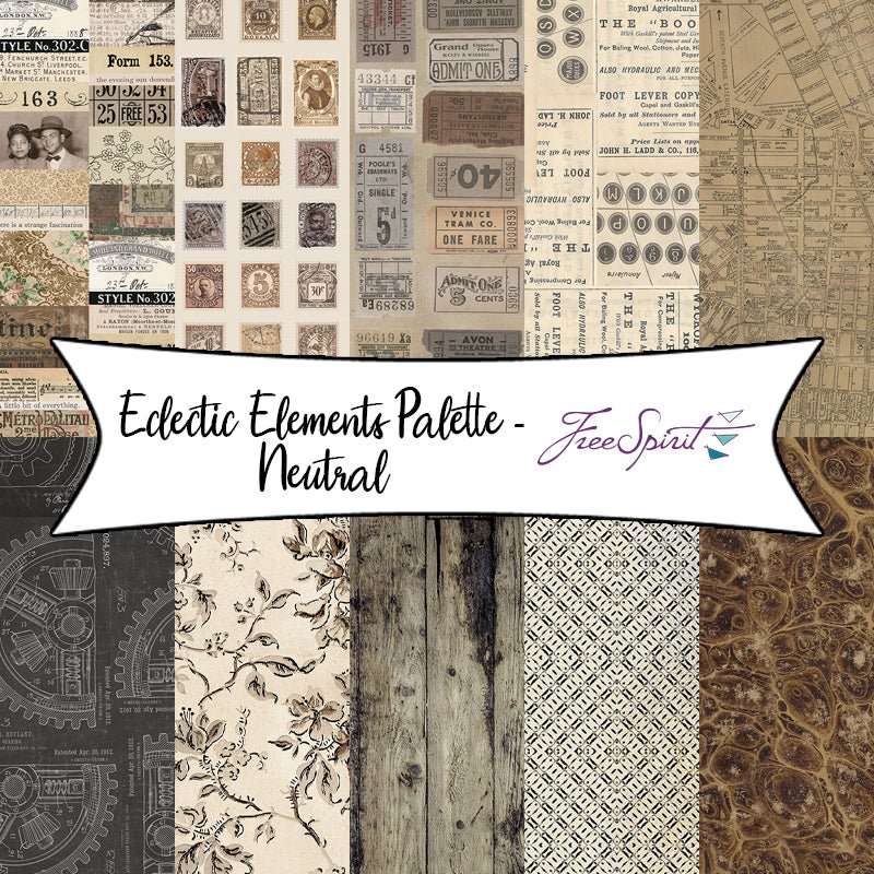 Eclectic Elements Palette - Neutral by Tim Holtz for Free Spirit Fabrics - Fort Worth Fabric Studio