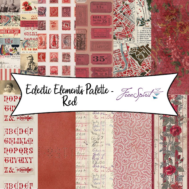 Eclectic Elements Palette - Red by Tim Holtz for Free Spirit Fabrics - Fort Worth Fabric Studio