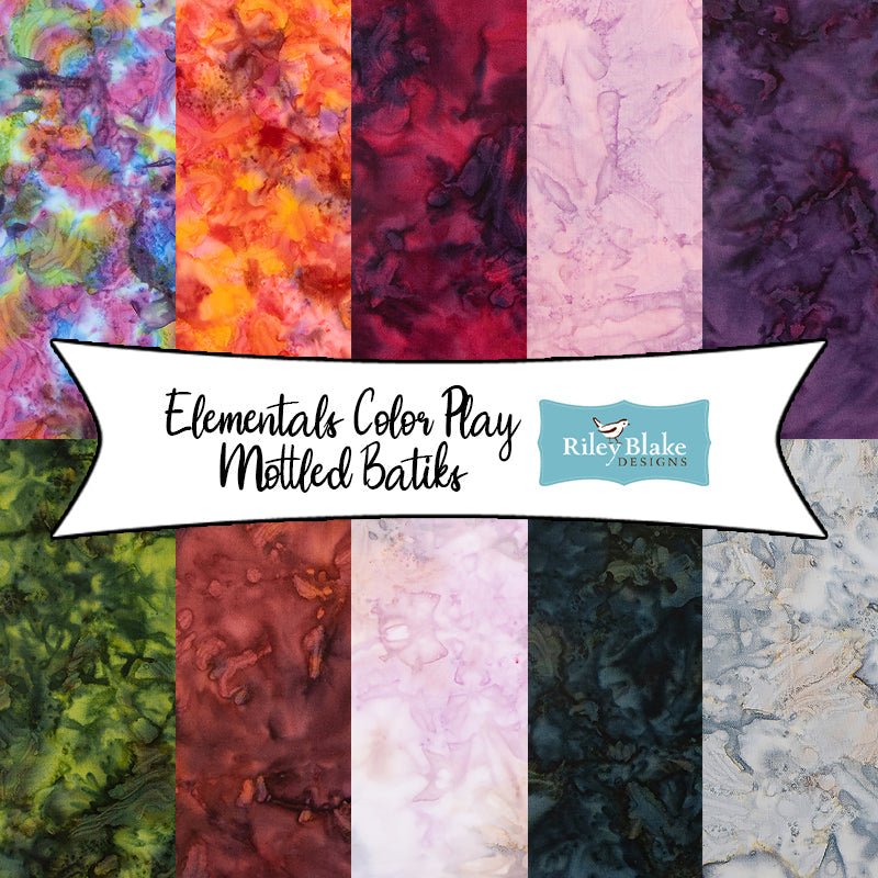 Elementals Color Play Mottled Batiks from Riley Blake Designs - Fort Worth Fabric Studio