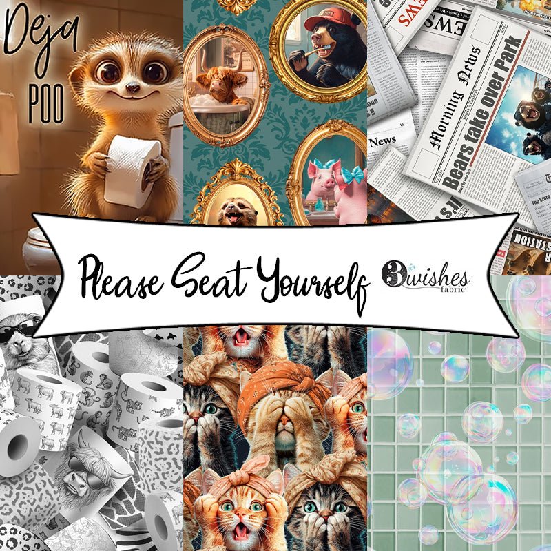 Please Seat Yourself by Jim Baldwin for 3 Wishes Fabrics - Fort Worth Fabric Studio