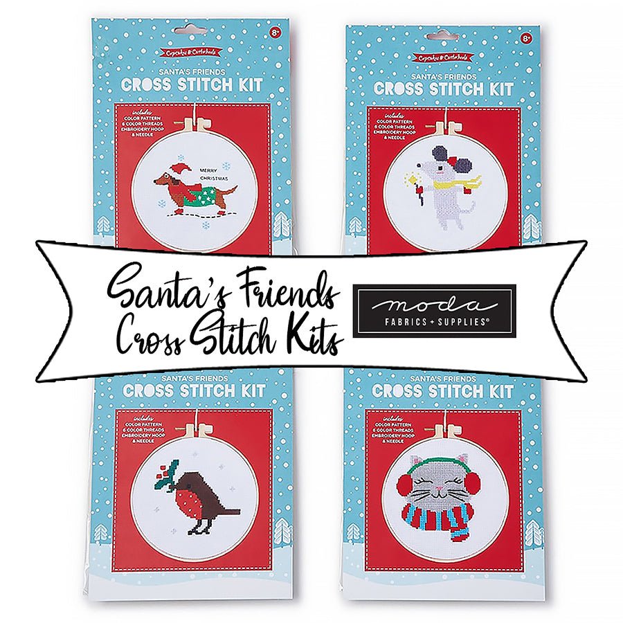 Santa's Friends Cross Stitch Kits by Cupcakes & Cartwheels for Moda Fabrics - Fort Worth Fabric Studio