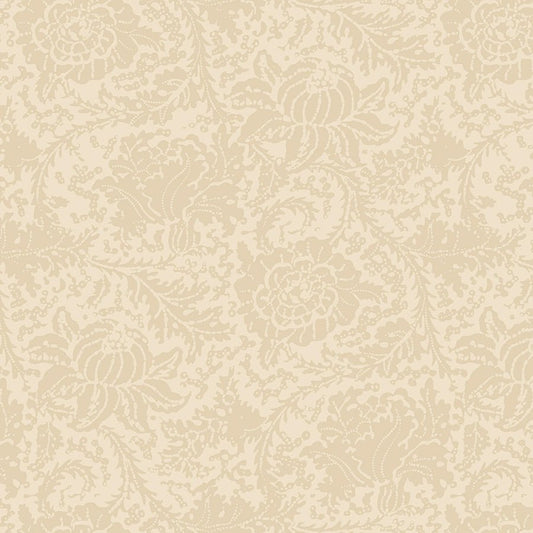 108" Quilt Backs Anna B's Indigos Floral Cream from Marcus – Remnant 103″ × 108″ - Marcus Fabrics from Fort Worth Fabric Studio
