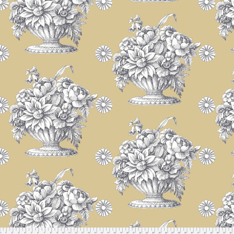 108" Wide Cotton Sateen Quilt Backing Kaffe Fassett Stone Flower Beige - Free Spirit from Fort Worth Fabric Studio