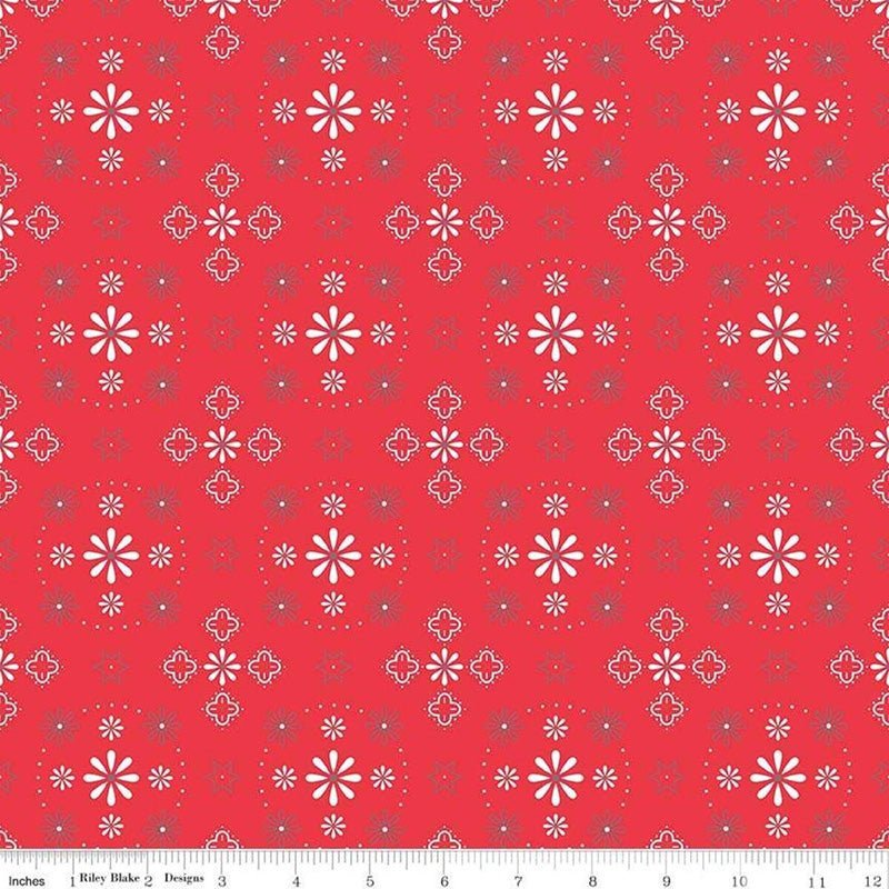108" Wide Quilt Backing Bee Backings & Borders Bandana Red – Remnant 73″ × 108″ - Riley Blake from Fort Worth Fabric Studio