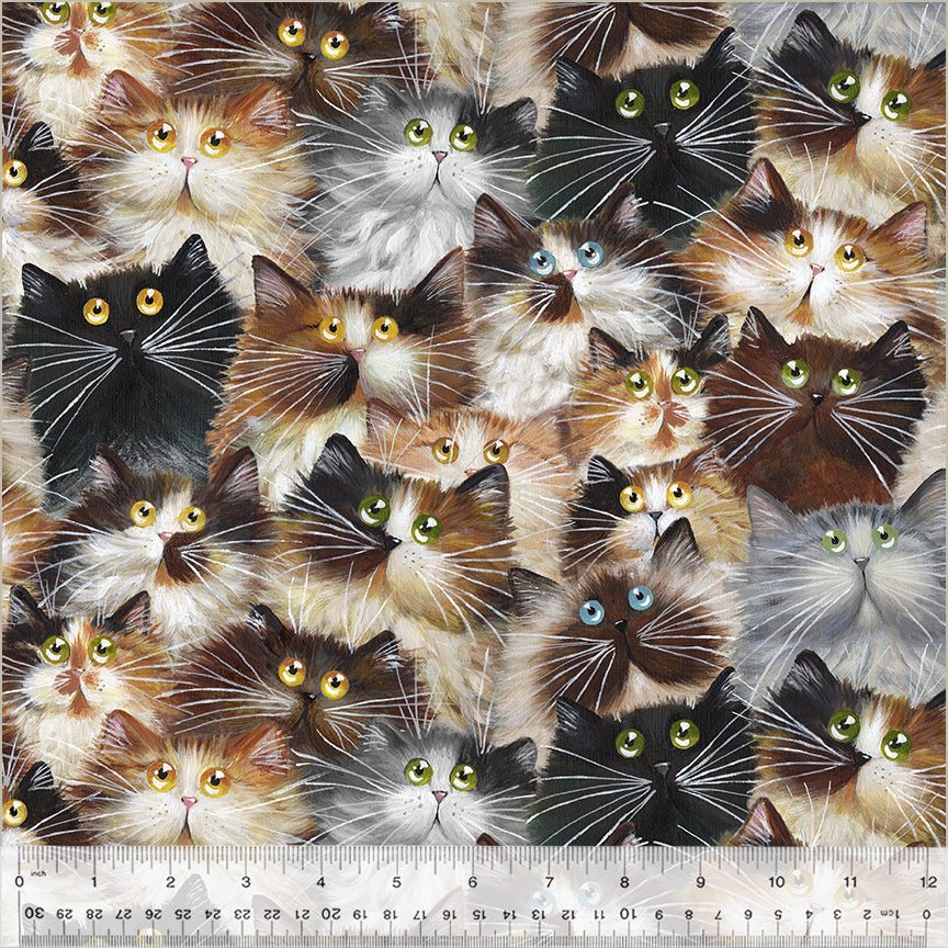 108" Wide Quilt Backing Cat Pack from Windham – Remnant 96″ × 108″
