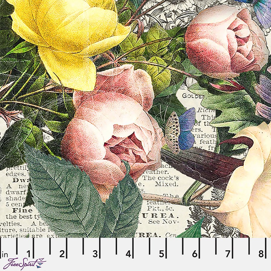 108" Wide Quilt Backing Eclectic Elements Floristry Palette – Remnant 99″ × 108″