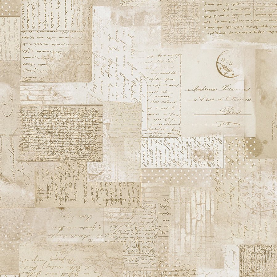 108" Wide Quilt Backing Ephemera Parchment - Windham from Fort Worth Fabric Studio