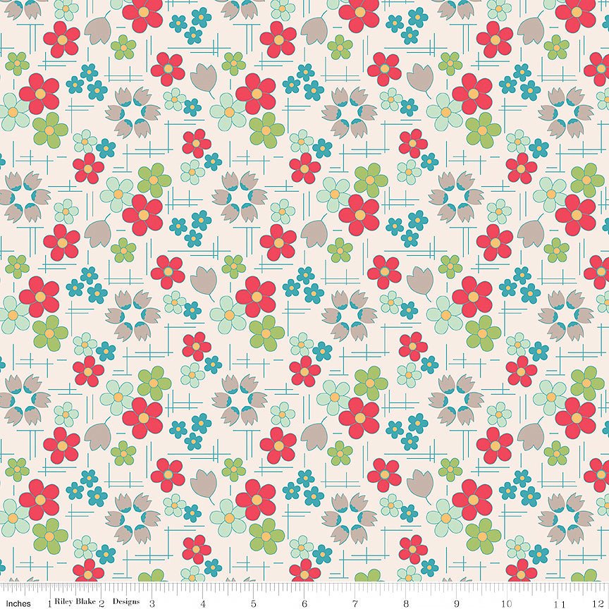 108" Wide Quilt Backing Farmer's Daughter Daisy Raindrop - Riley Blake from Fort Worth Fabric Studio