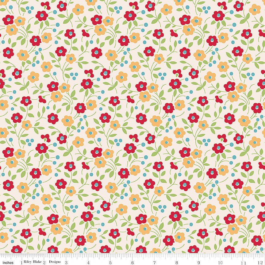 108" Wide Quilt Backing Farmer's Daughter Floral Jazzberry - Riley Blake from Fort Worth Fabric Studio
