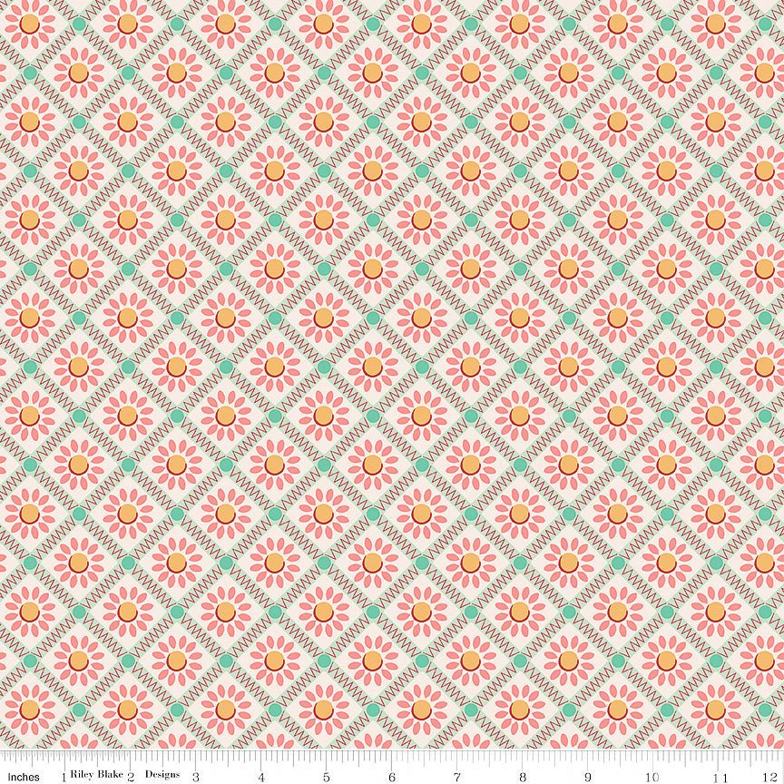 108" Wide Quilt Backing Farmer's Daughter Sunflower Sage – Remnant 99″ × 108″ - Riley Blake from Fort Worth Fabric Studio