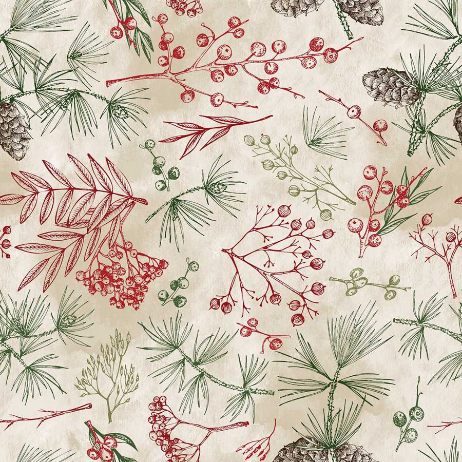 108" Wide Quilt Backing Good Natured Tree Bits Christmas - Studio E from Fort Worth Fabric Studio