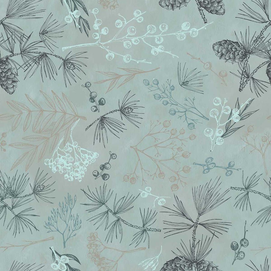 108" Wide Quilt Backing Good Natured Tree Bits Mint - Studio E from Fort Worth Fabric Studio