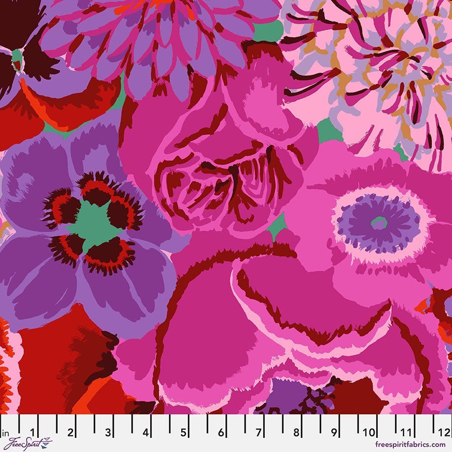 108" Wide Quilt Backing Kaffe Fassett Collective Bekah Magenta – Remnant 73″ × 108″ - Free Spirit from Fort Worth Fabric Studio