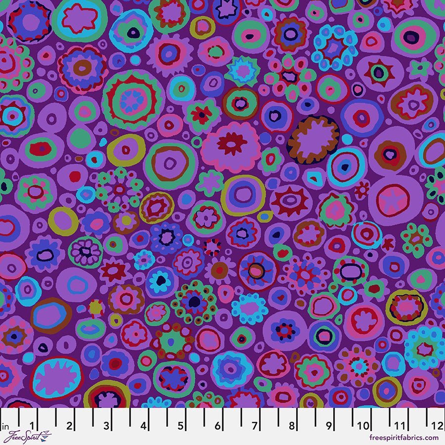 108" Wide Quilt Backing Kaffe Fassett Collective Paperweight Purple – Remnant 90″ × 108″ - Free Spirit from Fort Worth Fabric Studio