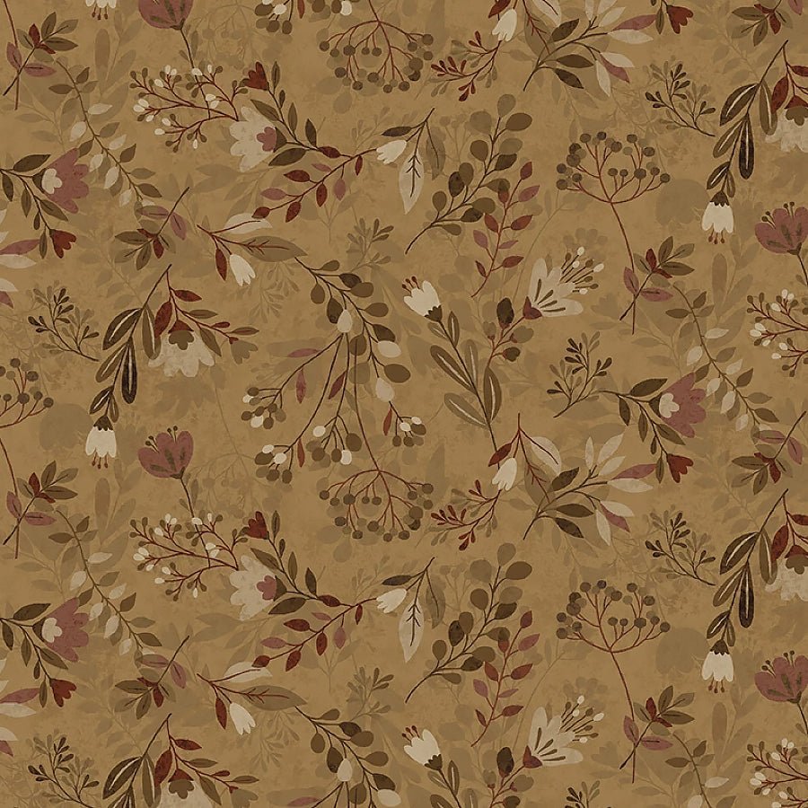 108" Wide Quilt Backing Meadow Caramel – Remnant 46″ × 108″ - Henry Glass from Fort Worth Fabric Studio