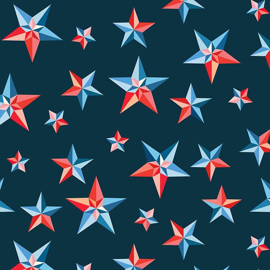 108" Wide Quilt Backing Patriotic Pinwheel Stars - Windham from Fort Worth Fabric Studio