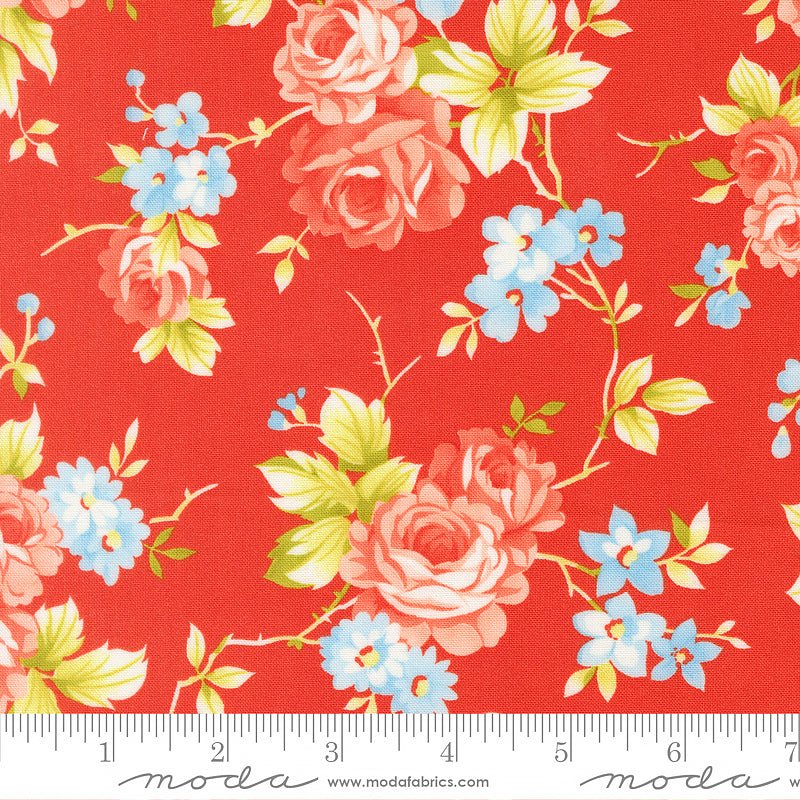 108" Wide Quilt Backing Rosie Rose Florals Strawberry – Remnant 27″ × 108″