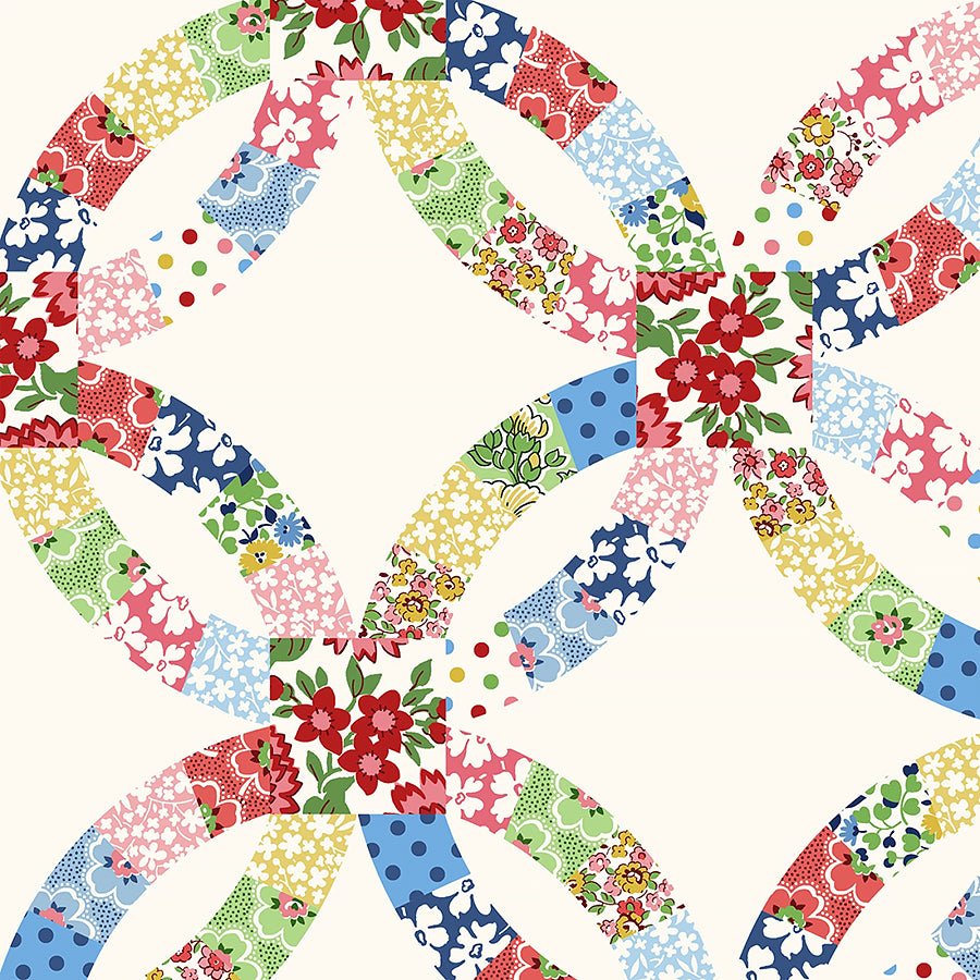 108" Wide Quilt Backing Wedding Ring Multi – Remnant 96″ × 108″