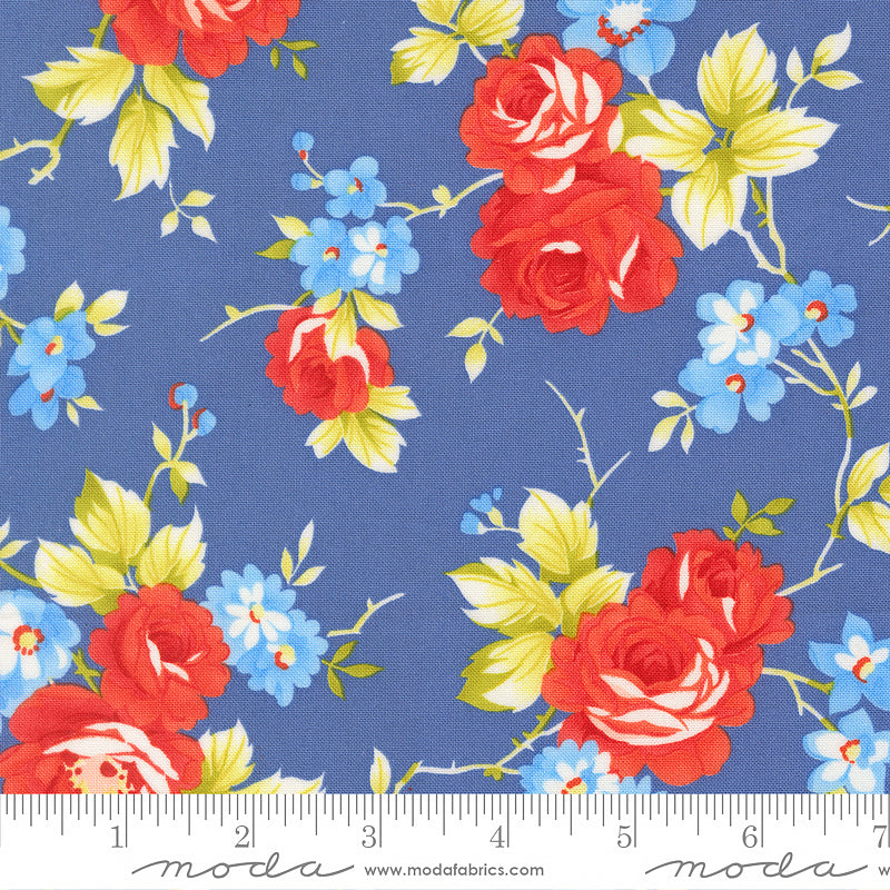 108" Wide Quilt Backing Rosie Rose Florals Denim Jeans