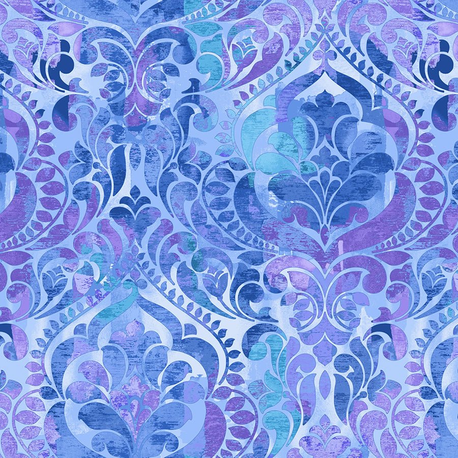 118" Wide Quilt Backing You Damask! Blue Violet - Studio E from Fort Worth Fabric Studio