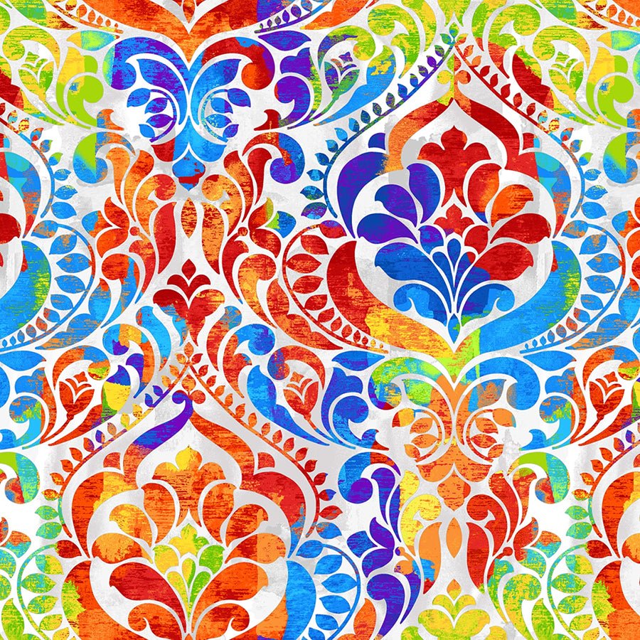 118" Wide Quilt Backing You Damask! Rainbow – Remnant 98″ × 108″
