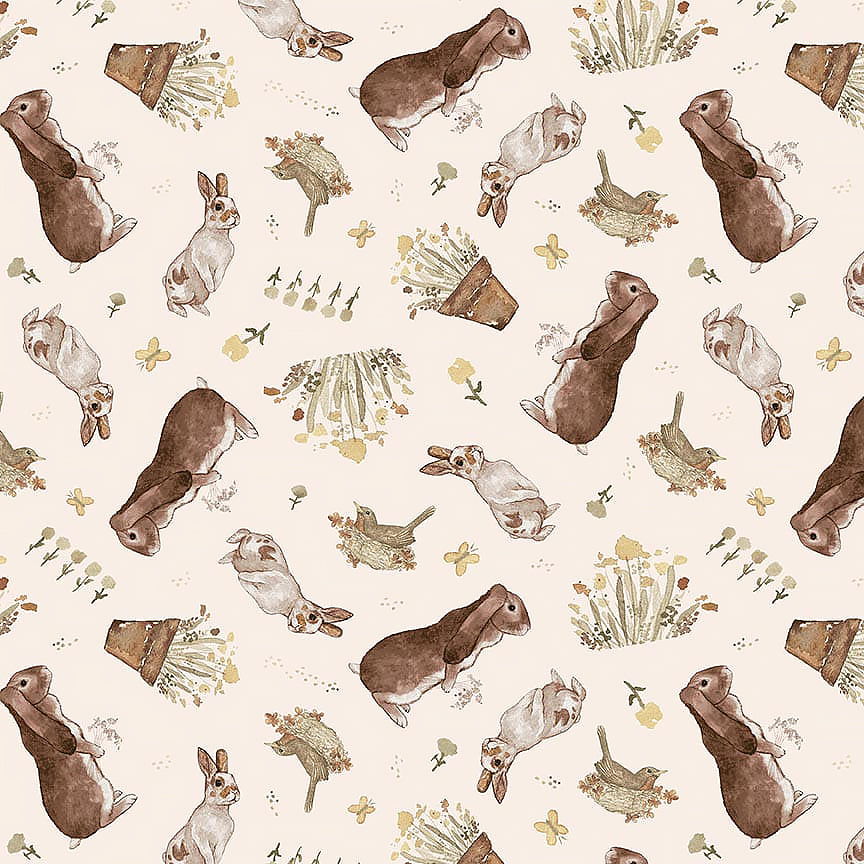 Henry Glass You Are My Sunshine Bunny Toss Cream 1 Yard Cut