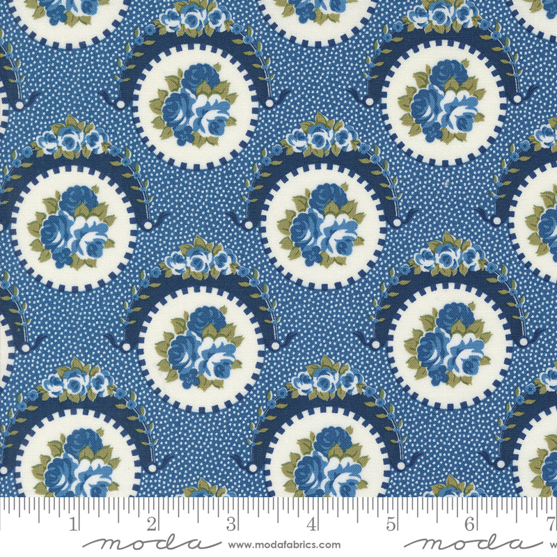 Moda Grand Haven Sweet Florals Nautical Blue 1 Yard Cut