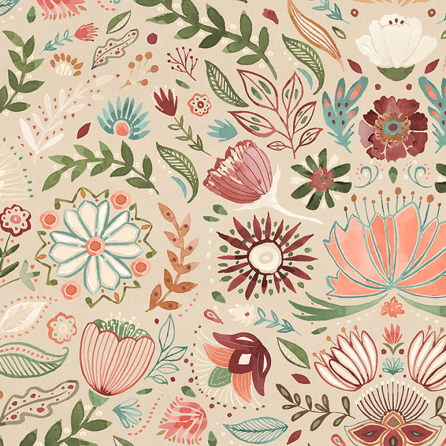 Floralscape Floral Damask Tan