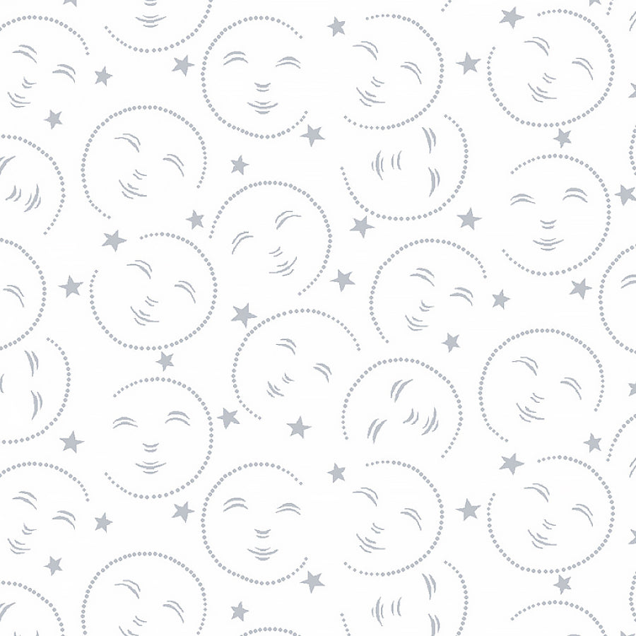 Quilter's Flour VI Moon Faces White on White