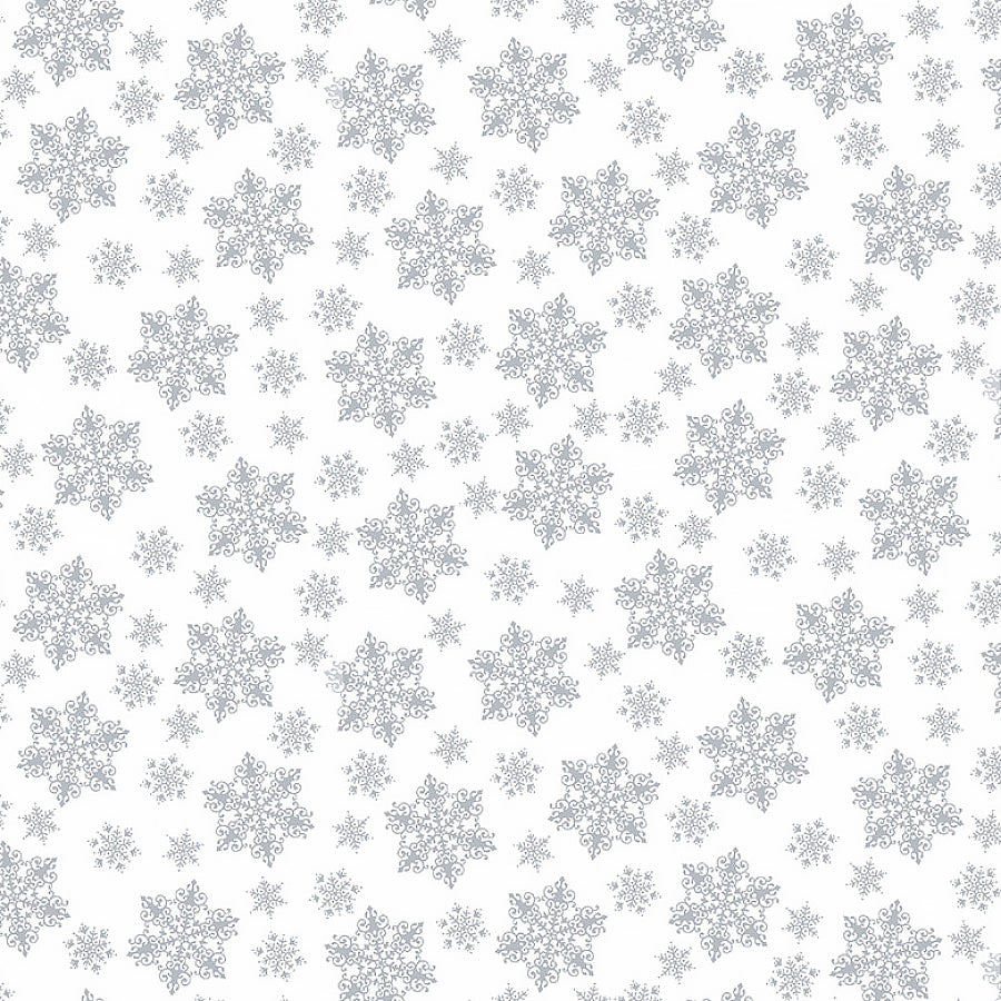 Quilter's Flour VI Medium Snowflakes White on White