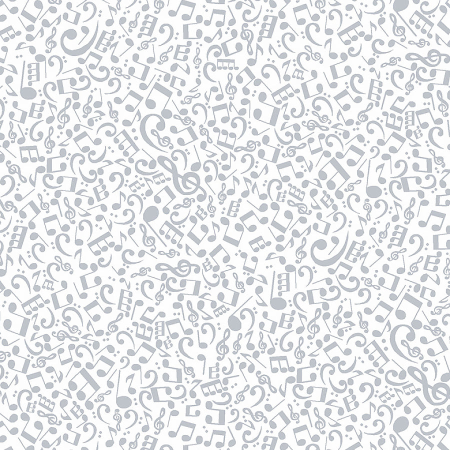 Quilter's Flour VI Musical Notes White on White