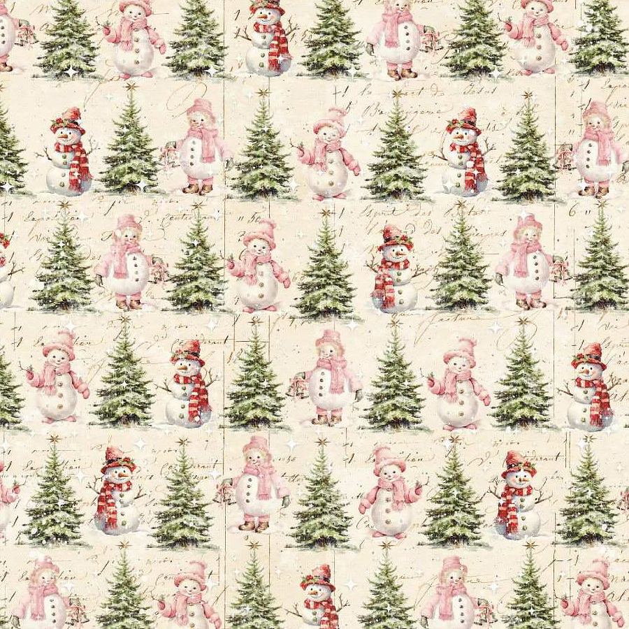 Christmas Magic Trees & Snowmen Ivory