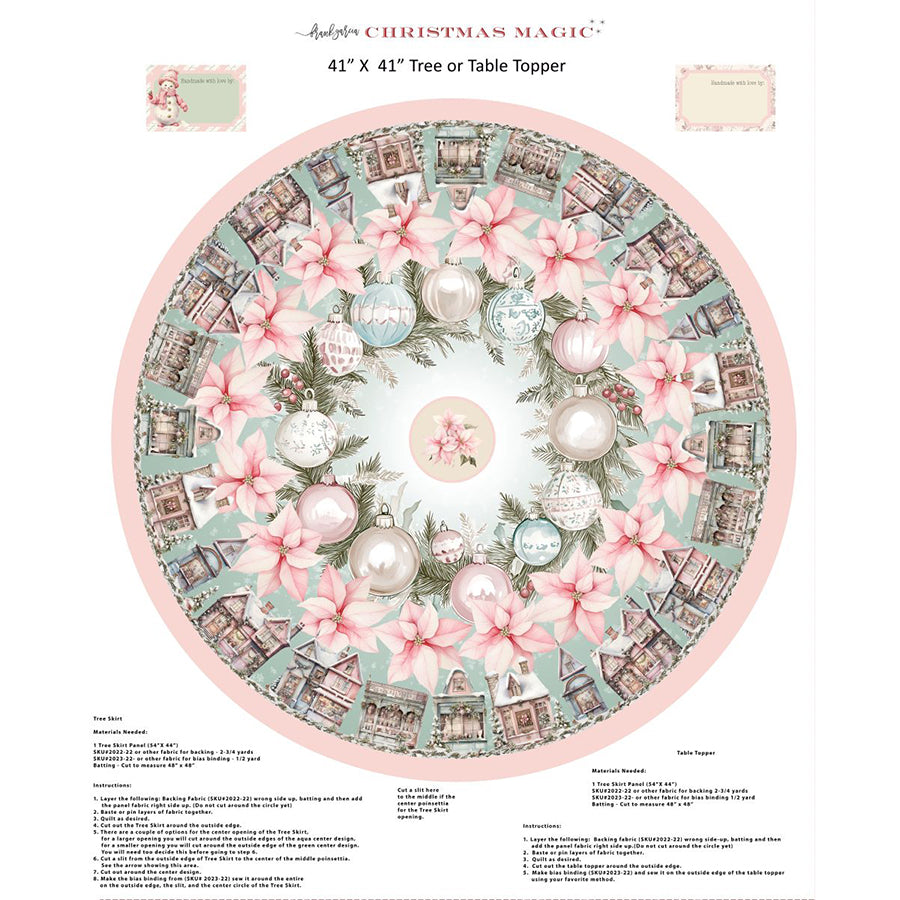 Christmas Magic 54" Tree or Table Topper Panel Light Blue