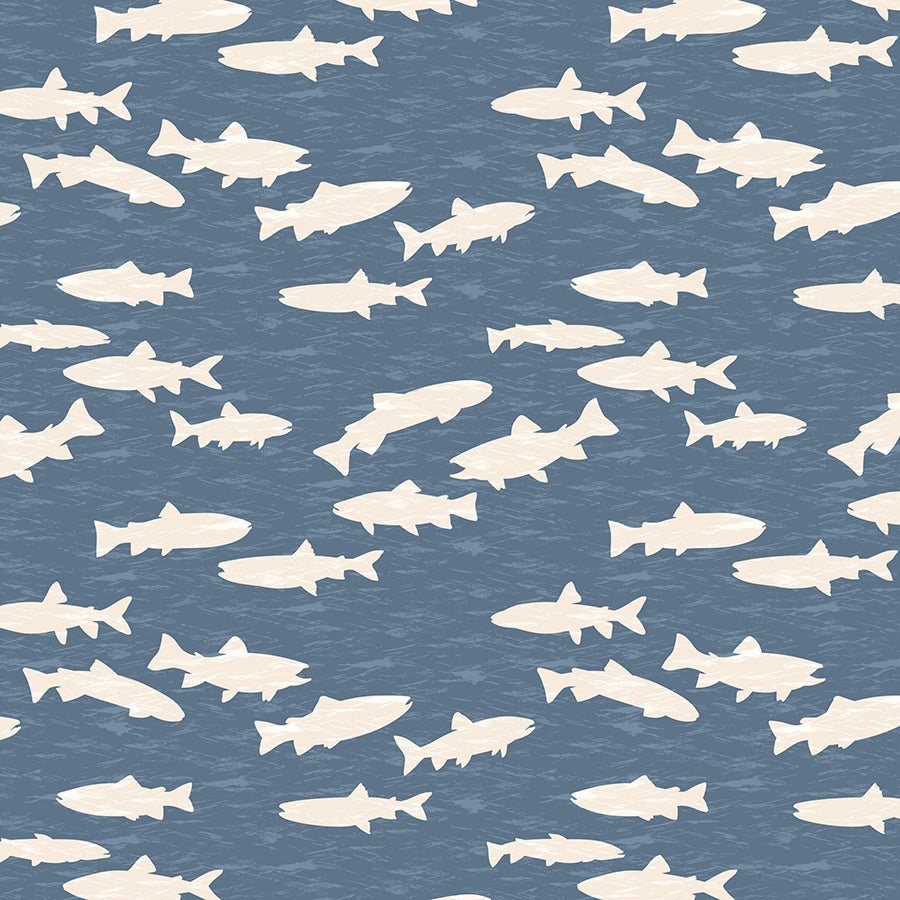 Gone Fishing Silhouettes Blue/Cream