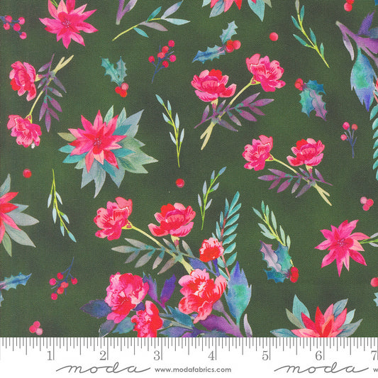 Moda Love & Cheer Bouquet Florals Evergreen 1 Yard Cut